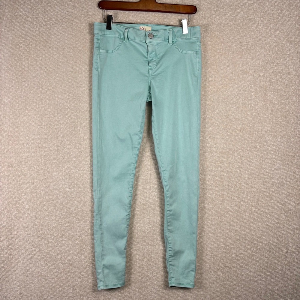 SO Girls Size 16 Mint Green Skinny Pants Stretch Cotton Blend Five Pocket Casual
